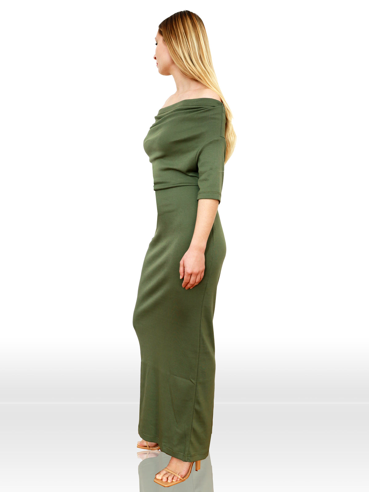 UPSIDE DOWN DRESS KHAKI / TIGHT FIT